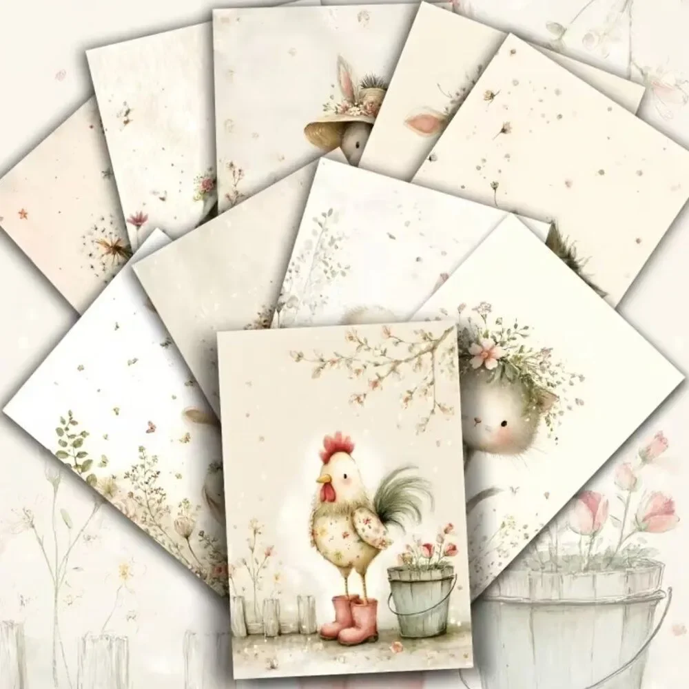 NWT 20pc Retro Cottage Animal Postcard Set Junk Journal Scrapbook Ephemera